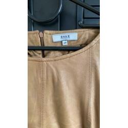 Leren jurk Anna van Toor maat 40 camel cognac