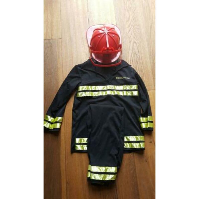 Brandweer pak met helm carnaval 7-10 jaar maat 122-128