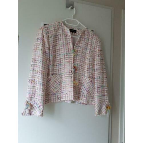 Heel Apart Wit/Roze Tweed T H. Braun Jasje maat 42