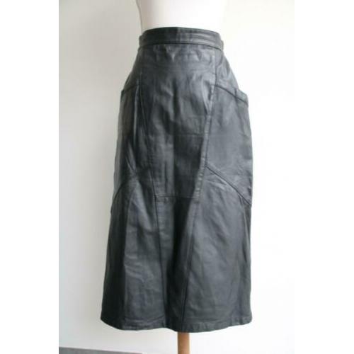 Vintage rok midi kokerrok echt leer leder maat 40