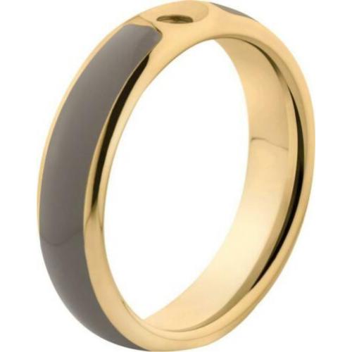 Melano Twisted Tracy resin ring -goldplated + taupe maat 57