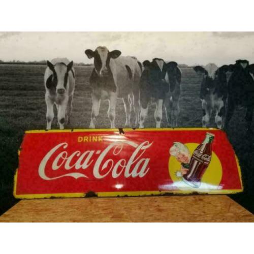 Reclamebord, Coca Cola, emaille, groot, 1955