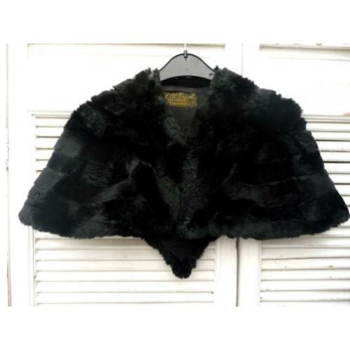 Antieke zwarte Bont Pellerina Stola