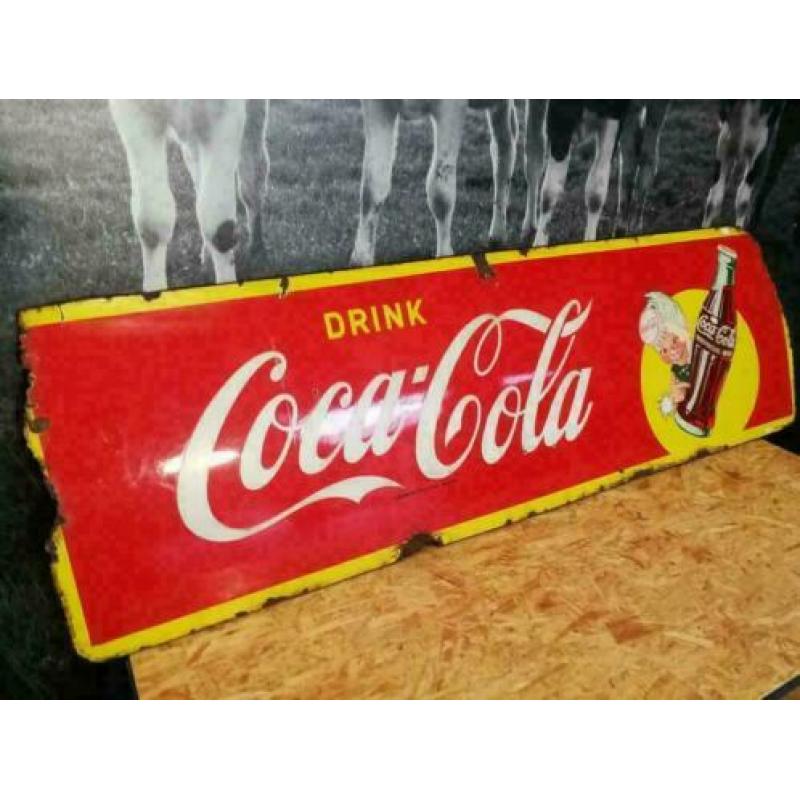 Reclamebord, Coca Cola, emaille, groot, 1955
