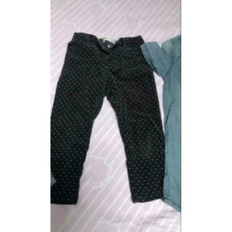 denim jurk spijker blouse rib broek legging maat 92 zgan