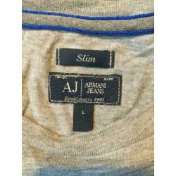 Armani Jeans t-shirt - volwassen maat small. Grijs, AJ logo