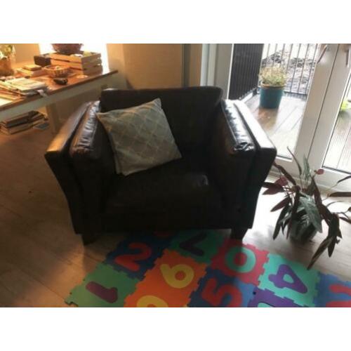 Heerlijke bruin leren loveseat