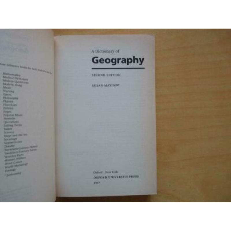 Oxford Dictionary of Geography Susan Mayhew 1997