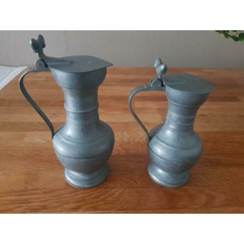 2 mooie oude tinnen eikeltjes kannen