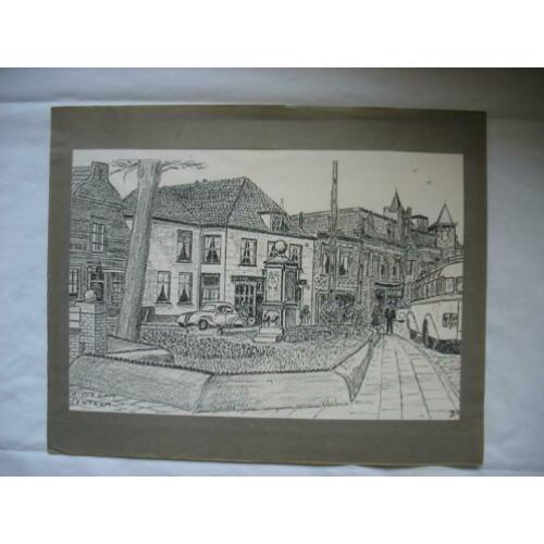 Tekening - Oud Hillegom Centrum??Mooi vintage