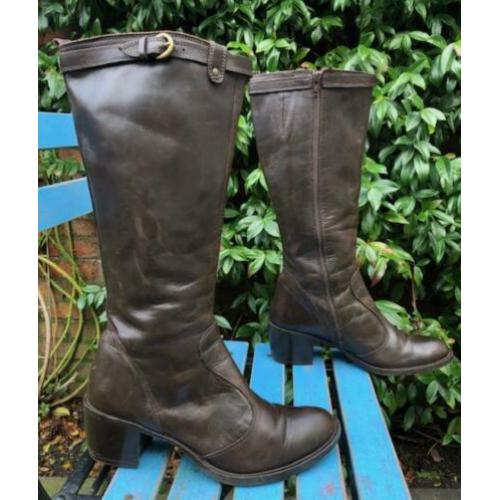 Invito donkerbruin leren laarzen met sierriem, mt. 39