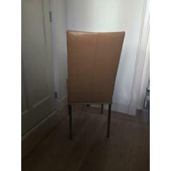 6 Mooie echt leren stoelen camel kleur