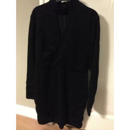 Zwarte glitter feest jurk maat M