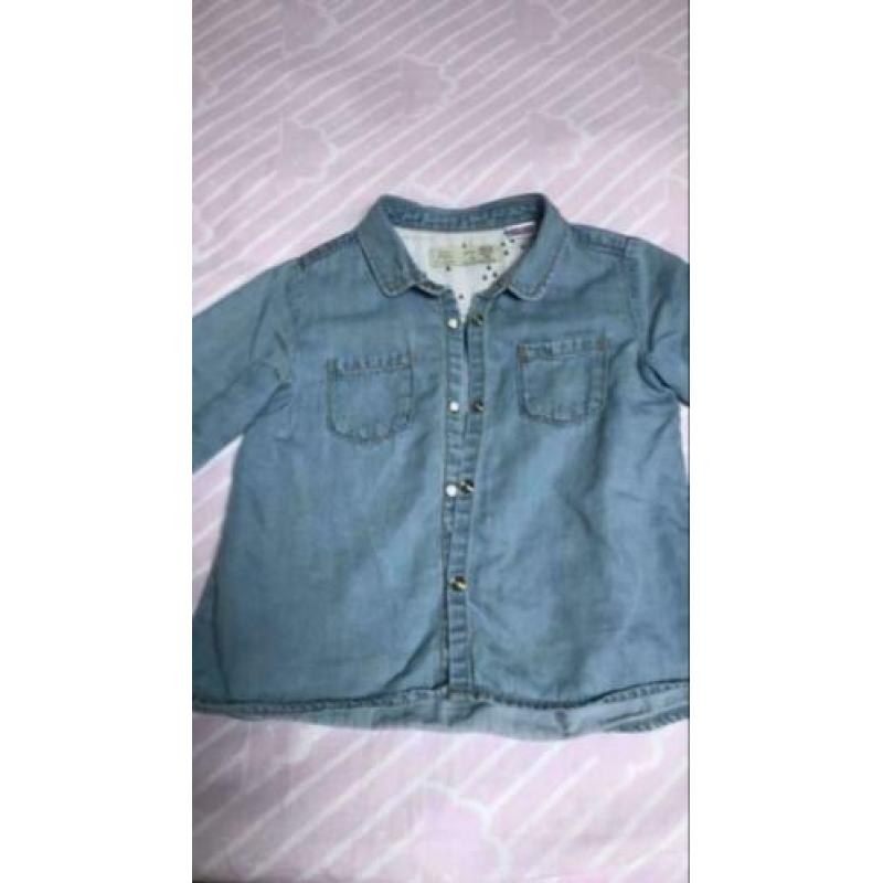 denim jurk spijker blouse rib broek legging maat 92 zgan