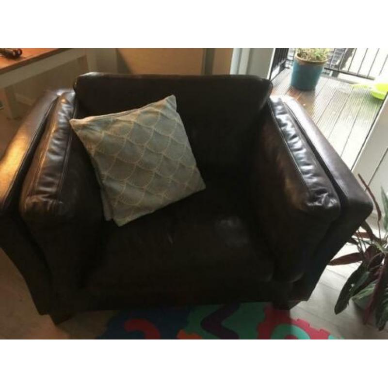 Heerlijke bruin leren loveseat