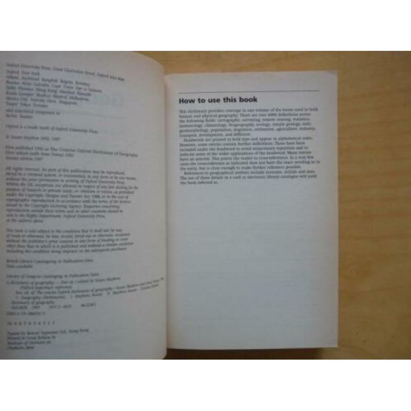 Oxford Dictionary of Geography Susan Mayhew 1997