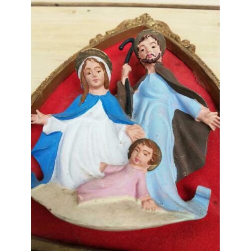 Retro vintage kerststalletje,schilderijtje!