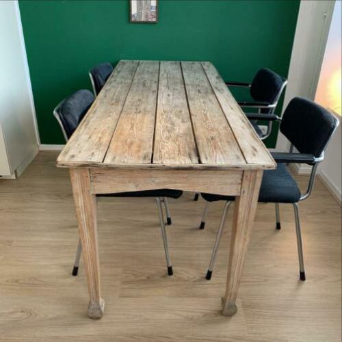 Eettafel blank hout 70 x 160 Franse stijl