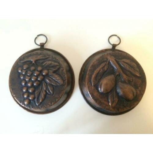 Brocante ovenbakjes decoratief rood koper industrieel retro