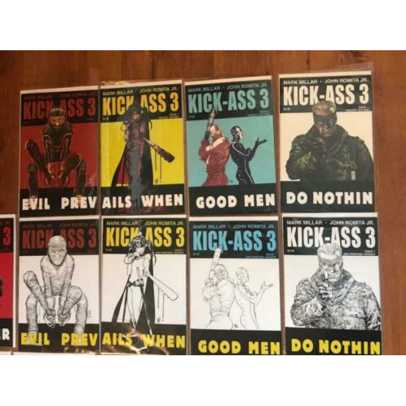 Kick-Ass 3 complete serie #1-8 + all variants! NM, Marvel