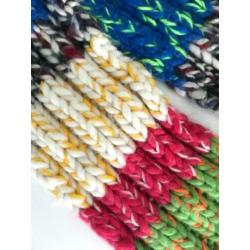 Sjaal shawl wol in vrolijke kleurtjes retro handmade