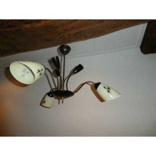 hanglamp glas kapje 6 lichtpunten vintage jaren 50 v 85 v 50