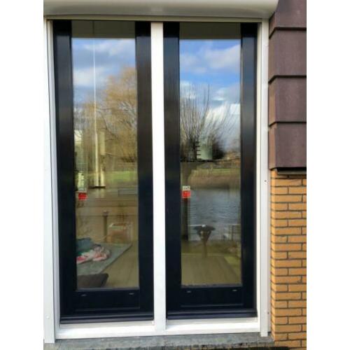 twee tuindeuren hardhout HR++ glas 2.56 x 77.5