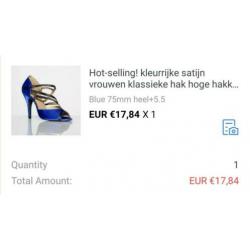Mooie blauwe hakken 7,5cm. Geschikt voor salsa.