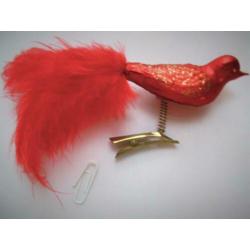 Kerst~Vogel~Glas~Kerstvogel~Glazen Kerstvogeltje~Rood~Kerstb