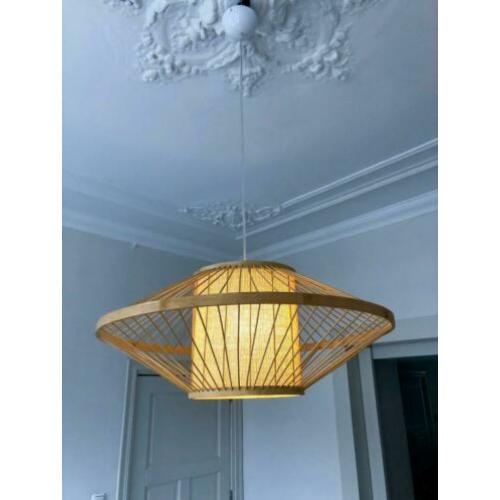 Hanglamp bamboe riet webbing retro look design