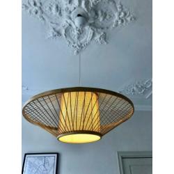 Hanglamp bamboe riet webbing retro look design