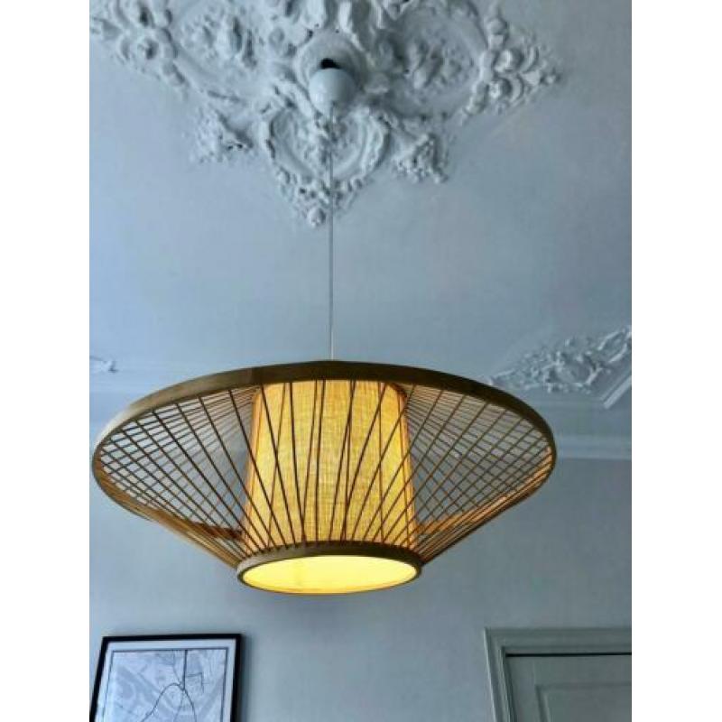 Hanglamp bamboe riet webbing retro look design