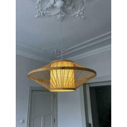 Hanglamp bamboe riet webbing retro look design
