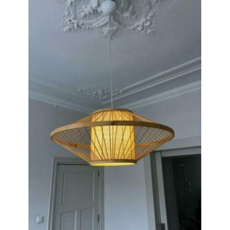 Hanglamp bamboe riet webbing retro look design