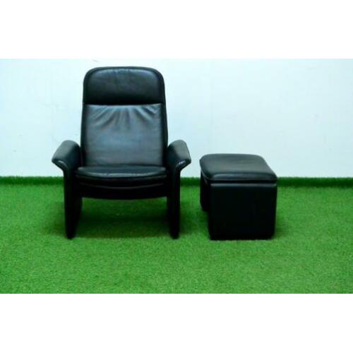ZGAN zwarte leren De Sede DS 55 fauteuil + hocker