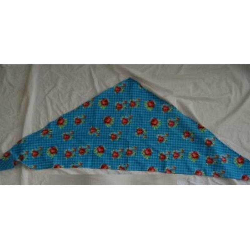 Leuke blauw/roze/groen gebloemd POETSDAME/SCHOONMAKER jurk