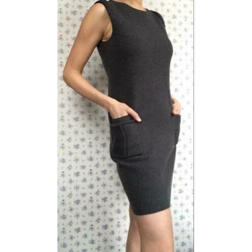 Ermanno Scervino 100% wol designer jurk gebreid grijs 42 S