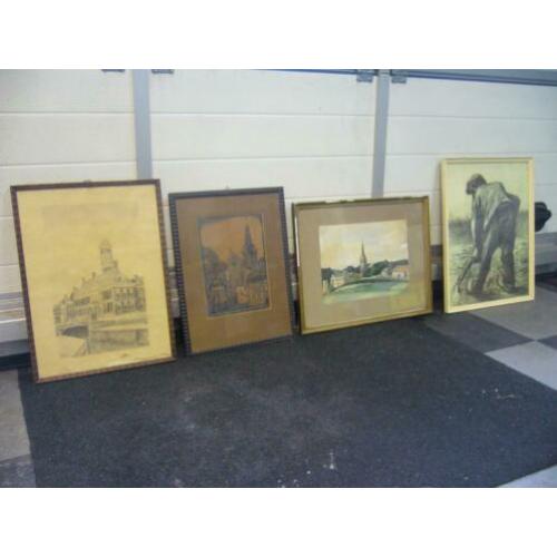 4 antieke schilderijen