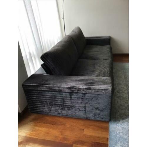 3 zits bank, zwart fluweel, l x b x h = 240 x 105 x 85