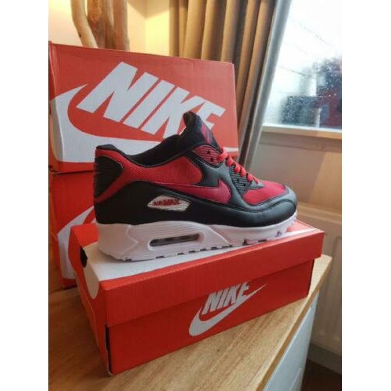 Nike air max 90 rood zwart wit Maat 40 41 42 43 44 46 NIEUW
