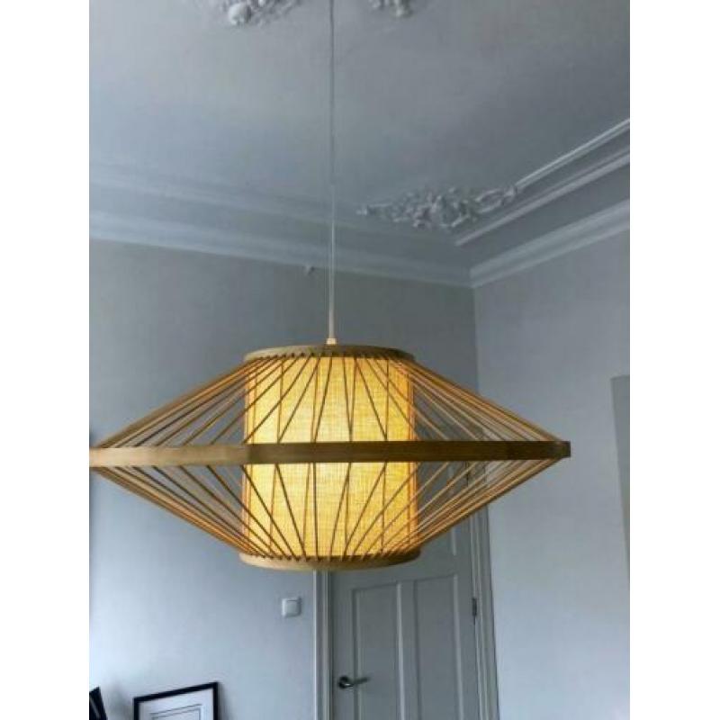 Hanglamp bamboe riet webbing retro look design