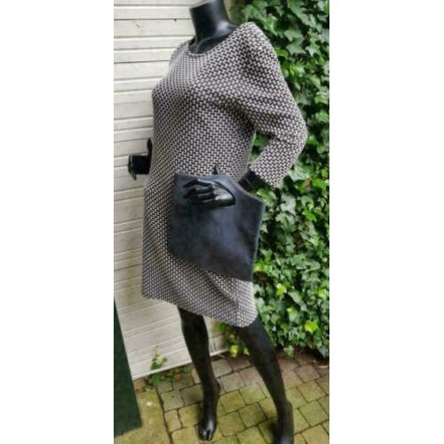 F293 MUZO handtas / mini shopper blauwgrijs leder zeer fraai