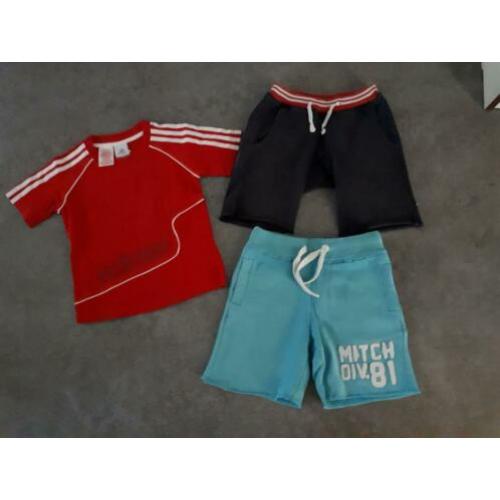 Adidas shirt + Mitch k.broek + Raer k. broek m 104