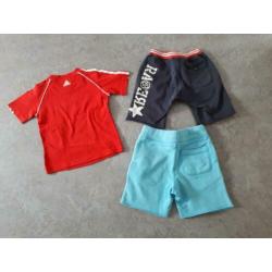 Adidas shirt + Mitch k.broek + Raer k. broek m 104
