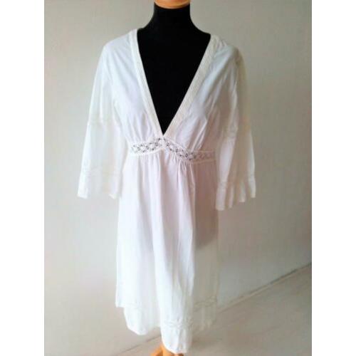 0038 ITALY witte katoenen tuniek, kaftan maat 38, NIEUW