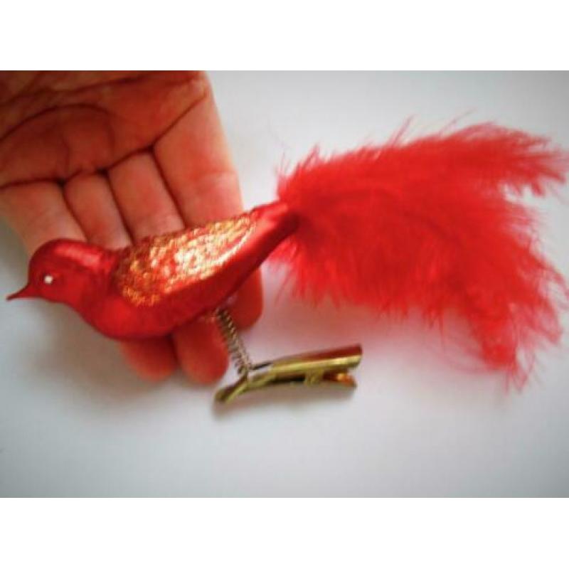 Kerst~Vogel~Glas~Kerstvogel~Glazen Kerstvogeltje~Rood~Kerstb