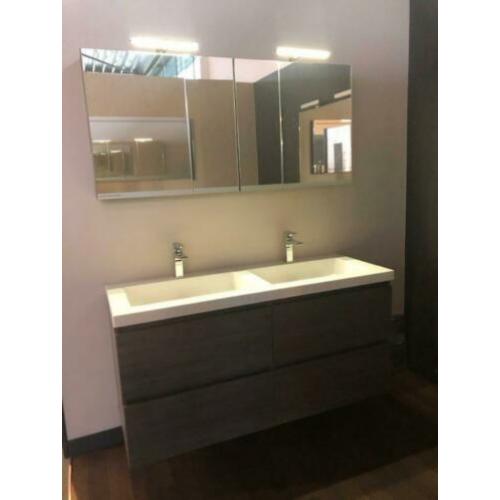 Wastafelcombinatie Primabad 140 cm, incl. spiegelkasten Lava