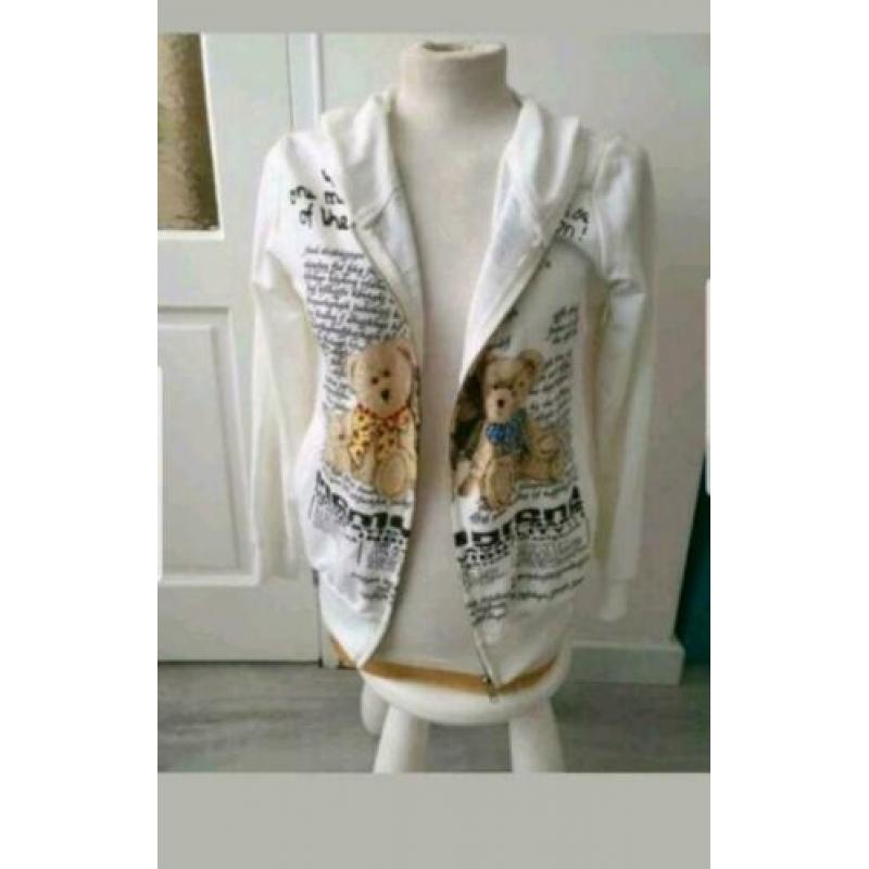 Nieuw wit vest met glitter beertjes