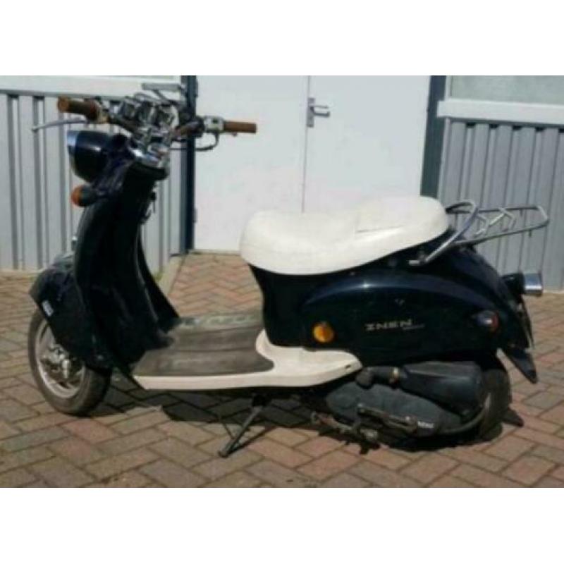 ZNEN retro snorscooter, blauw kenteken