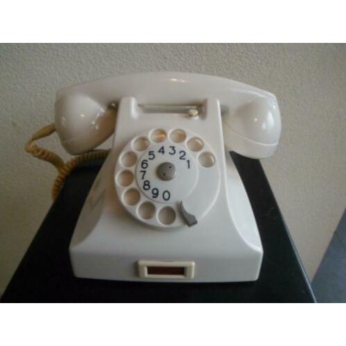 Vintage TELEFOON TELEFOONTOESTEL PTT IVOOR WIT BAKELIET